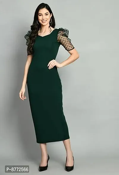 Stylish Fancy Blend Half Puff Sleeve Dresses For Women