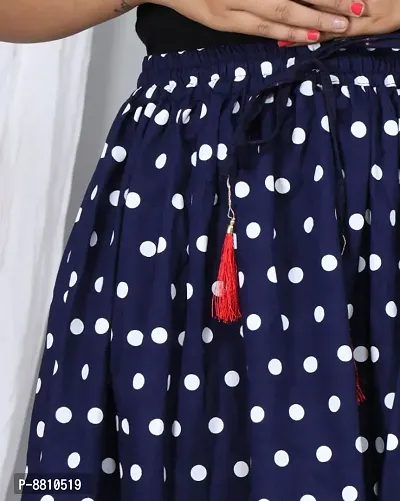 Trendy Rayon Navy Blue Polka Print Mini Skirt For Women-thumb4