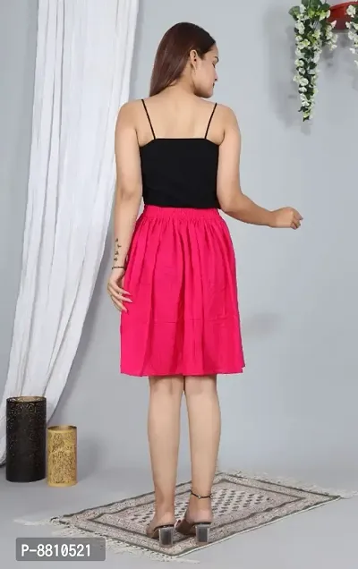 Trendy Rayon Pink Solid Mini Skirt For Women-thumb2