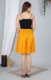 Trendy Rayon Yellow Solid Mini Skirt For Women-thumb1