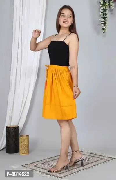 Trendy Rayon Yellow Solid Mini Skirt For Women-thumb3