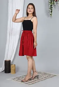 Trendy Rayon Maroon Solid Mini Skirt For Women-thumb2
