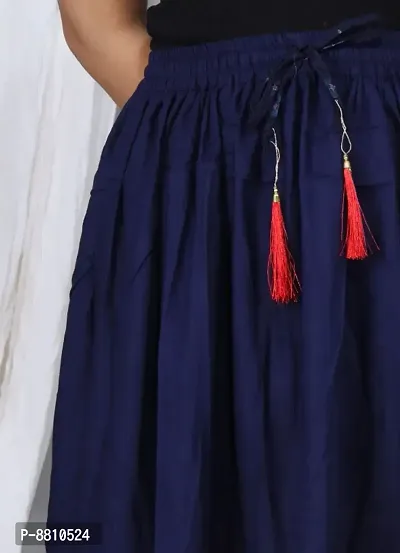 Trendy Rayon Navy Blue Solid Mini Skirt For Women-thumb4