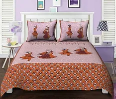 Comfortable Cotton Printed Double Bedsheet with Two Pillow Covers-thumb1