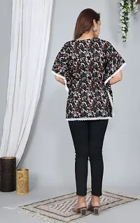 Trendy Cotton Brown V Neck Kaftan Style Printed Top For Women-thumb1