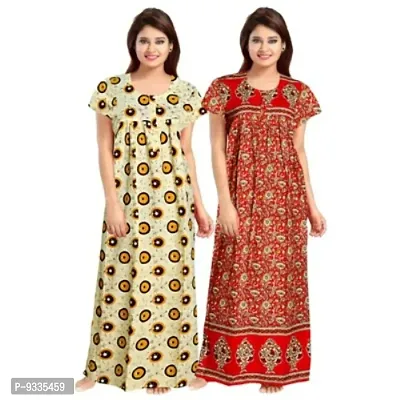 Cotton Maternity Wear Maxi Gown Nightdresses - Pack Of 2-thumb0