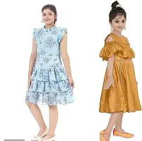 Pretty Crepe Self Pattern A-Line Dress Combo For Baby Girls And Kids Pack Of 2-thumb1