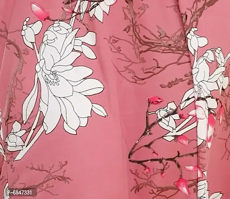 Pink Satin Printed Nightwear For Women-thumb3