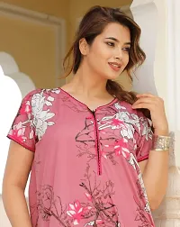 Pink Satin Printed Nightwear For Women-thumb3