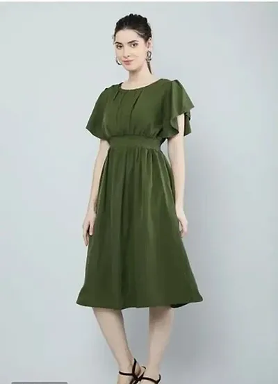 Fabulous Crepe Solid Knee Length Dress For Women