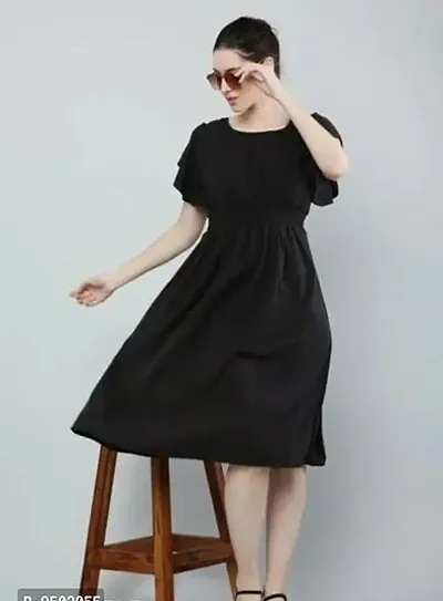 Stylish Crepe Solid Dress For Women