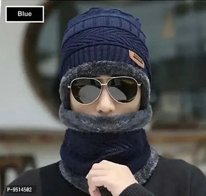 Stylish Exclusive Unisex Winter Cap And Muffler Combo-thumb0