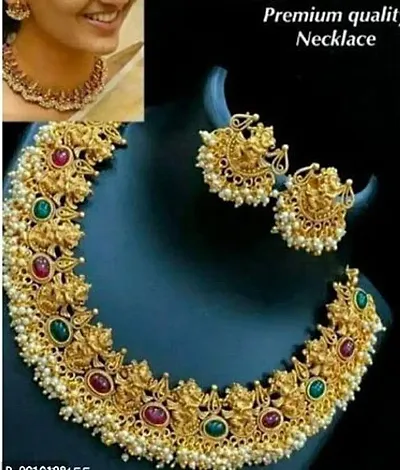 Traditional Alloy Necklace With Earrings Jewellery Set For Women