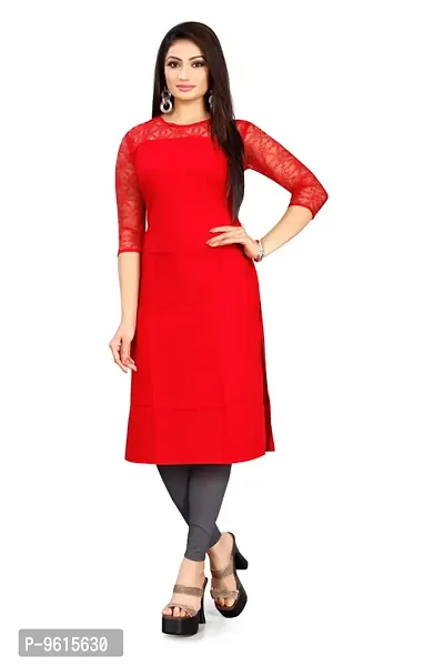 Trendy American Crepe Solid Kurta For Women-thumb0