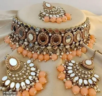 Traditional Peach Alloy Jewellery For Women