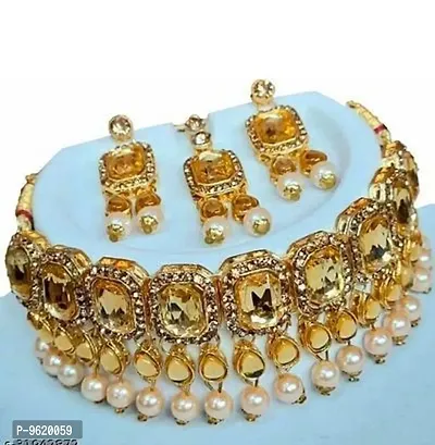 Authentic Golden Alloy Jewellery Set For Women-thumb0