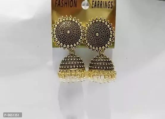 Beautiful And Attractive Big Jhumka Earrings For Girls And Women (Golden Color) Alloy Jhumki Earring.-thumb0