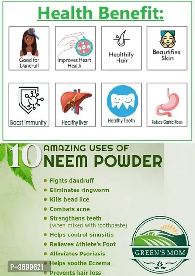 Natural Fresh NEEM LEAF POWDER Good for Immunity, Diabetes, Ulcer and Wound Healing, Dental and Oral Health, Purifies Blood, Dandruff, Hair Growth 500g-thumb3