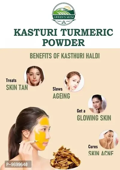 Natural Pure KASTURI TURMERIC POWDER  KASTURI MANJAL Curcuma AromaticaAmba HaldiWild/Jangli Haldi for Skin glowing, Spot less And Pimple free face pack  100g-thumb3