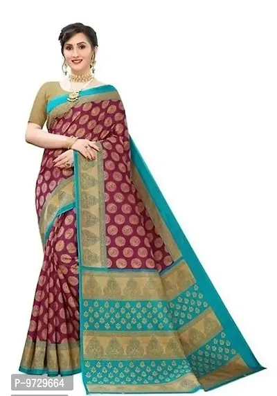 Attractive Art Silk Saree with Blouse piece For WomenPack Of 1