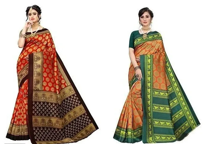 Pack Of 2 Attractive Art Silk Sarees with Blouse piece