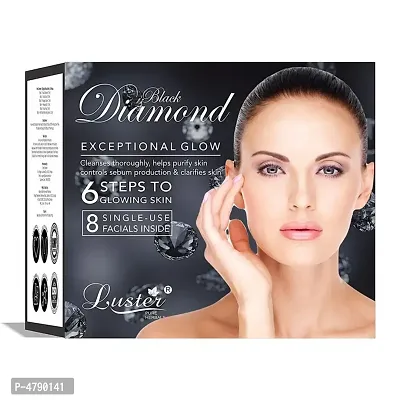 Luster Black Diamond Exceptional Glow Facial Kit | 6 Step Facial Kit | For Purify Skin and Deep Cleansing | All Skin Types | Paraben Free &ndash; 320ml-thumb4