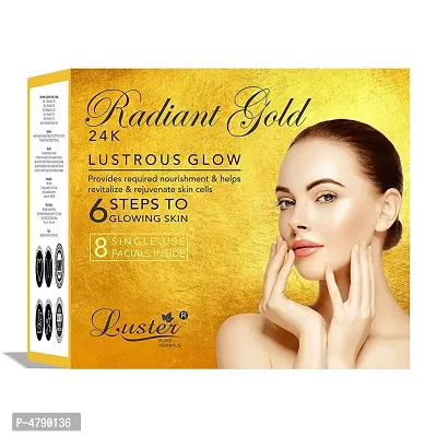 Luster 24k Radiant Gold Facial Kit | 6 Step Facial Kit | Instant Glow and Fairness | Clear Complexion | All Skin Types | Paraben Free &ndash; 320ml-thumb0