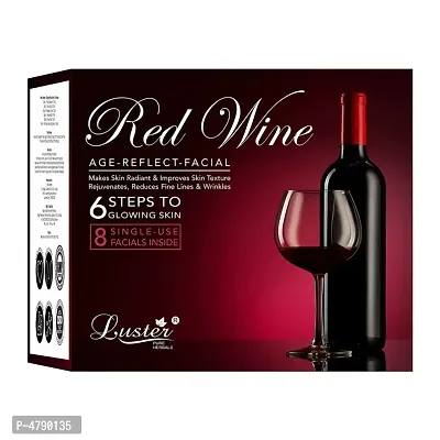 Luster Red Wine Age Reflect Facial Kit |Anti Ageing Facial Kit | Wine Facial | For Glowing Skin and Deep Cleansing | Skin Brightening and Instant Glow | Paraben Free - 320ml