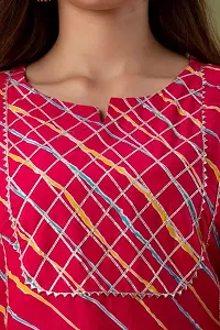 Stylish Cotton Round Neck 3/4 Sleeves Leheriya Print Kurta For Women-thumb2