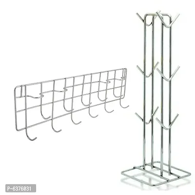 Useful Stainless Steel Cup Holder Cup Stand And Ladle Hook Rail Wall Mounted Ladle Stand For Kitchen