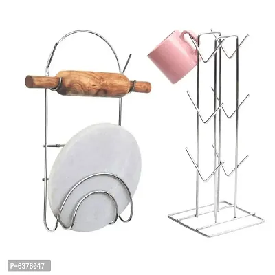 Useful Stainless Steel Chakla Belan Stand And Cup Holder Cup Stand For Kitchen