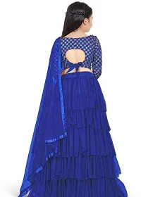 Alluring Blue Satin Embroidered Lehenga Cholis with Dupatta For Girls-thumb1