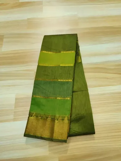 Cotton Blend Zari Woven Border Sarees With Blouse Piece