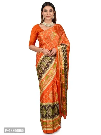 Stylish Art Silk Orange Printed Saree With Blouse Piece-thumb0