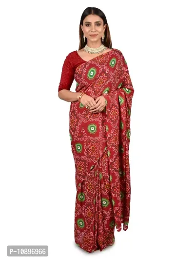 Stylish Art Silk Maroon Printed Saree With Blouse Piece