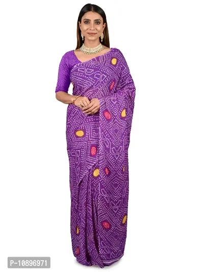 Stylish Art Silk Purple Printed Saree With Blouse Piece-thumb0