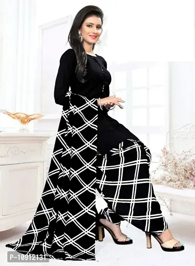 Elegant Black Crepe Ethnic Print Dress Material with Dupatta For Women-thumb0