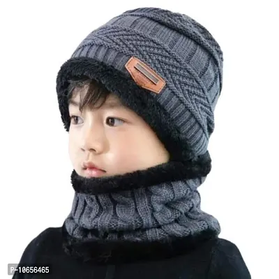 Eastern Club Winter Warm Hat Boy Girl  Outdoor Sports Headging Hat Scarf Set Boys Girls Warm Fleece Cap Scarf Set for 8 years to 16 years-thumb0