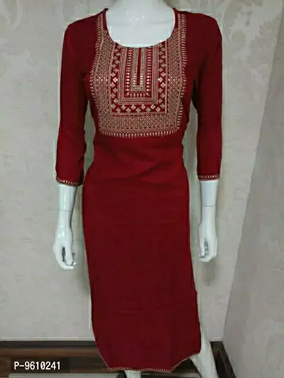 Rayon Solid Sequence Embroidery Kurta-thumb2