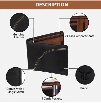 Men Casual Genuine Leather RFID Wallet - Regular Size  (5 Card Slots)