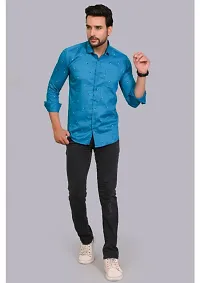 Blue Cotton Printed Casual Shirts For Men-thumb1