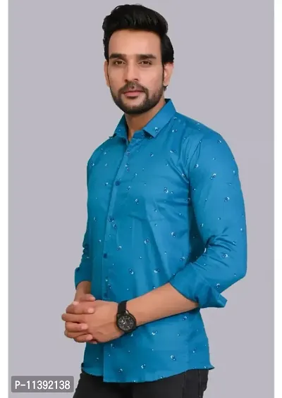 Blue Cotton Printed Casual Shirts For Men-thumb3