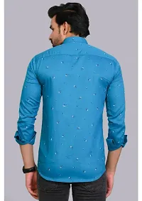 Blue Cotton Printed Casual Shirts For Men-thumb3
