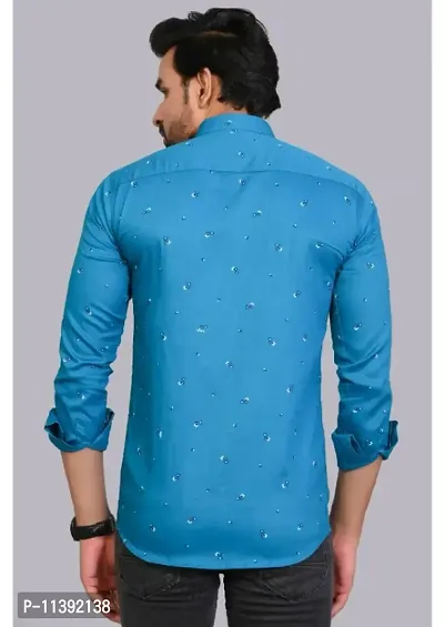 Blue Cotton Printed Casual Shirts For Men-thumb4
