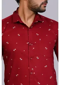 Maroon Cotton Printed Casual Shirts For Men-thumb2