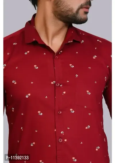 Maroon Cotton Printed Casual Shirts For Men-thumb3