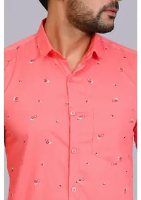 Reliable Pink Cotton Printed Long Sleeves Casual Shirts For Men-thumb2