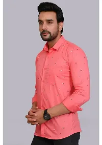 Pink Cotton Printed Casual Shirts For Men-thumb1
