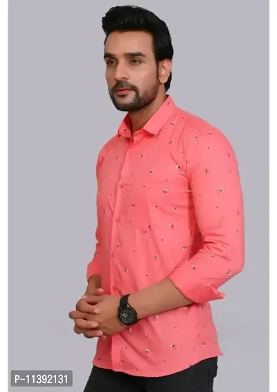 Pink Cotton Printed Casual Shirts For Men-thumb2