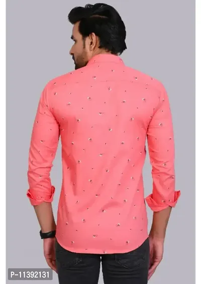 Reliable Pink Cotton Printed Long Sleeves Casual Shirts For Men-thumb4